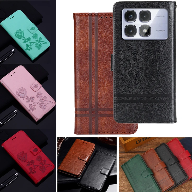 Чехол для Redmi K70 Ultra роскошный нескользящий флип-чехол-бумажник из искусственной