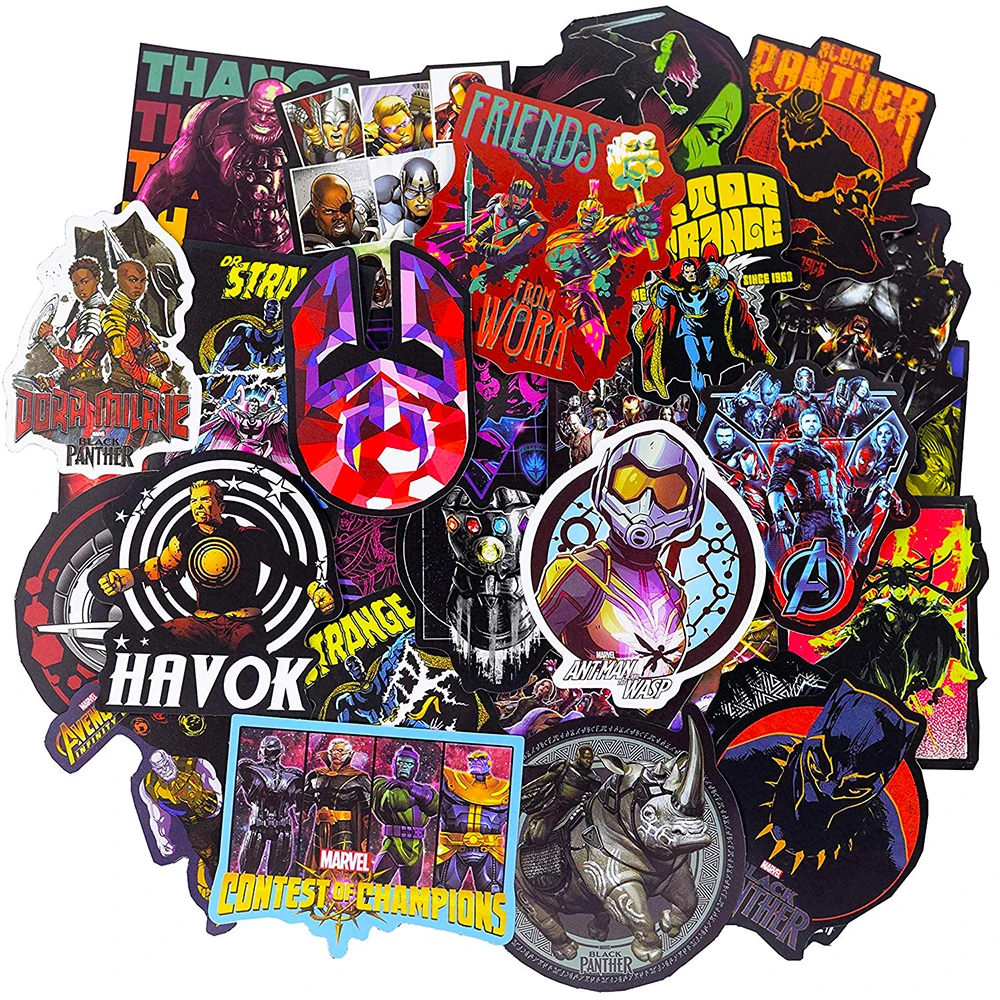 

10/30/50/108PCS Disney The Avengers Marvel Neon Superhero Sticker DIY Laptop Luggage Skateboard Graffiti Decals Fun for Kid Toys