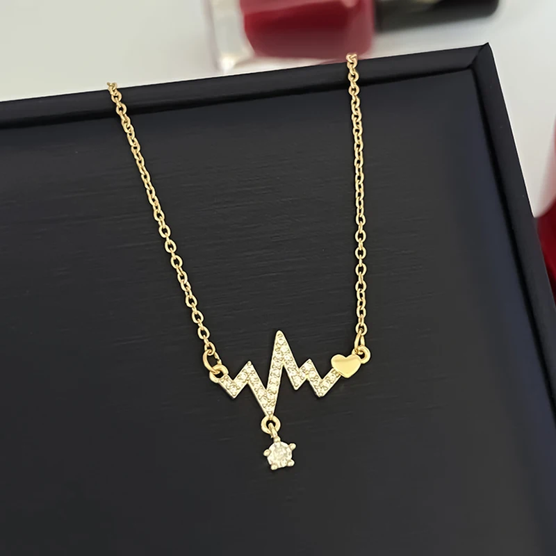 Женская цепочка с подвеской в виде ЭКГ из нержавеющей стали 316L |