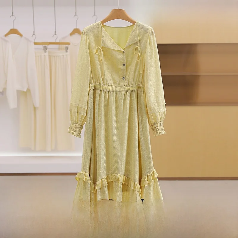 [Lan] Корейское однотонное деревянное платье с ушками на талии облегающее