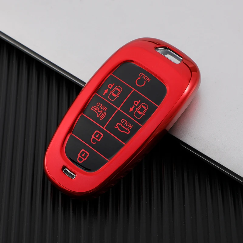 

Чехол для автомобильного ключа из ТПУ с 7 кнопками, чехол для 2020 2021 Hyundai Sonata Nexo DN8 Santa Fe TM Tucson NX4 Staria Ioniq, аксессуары