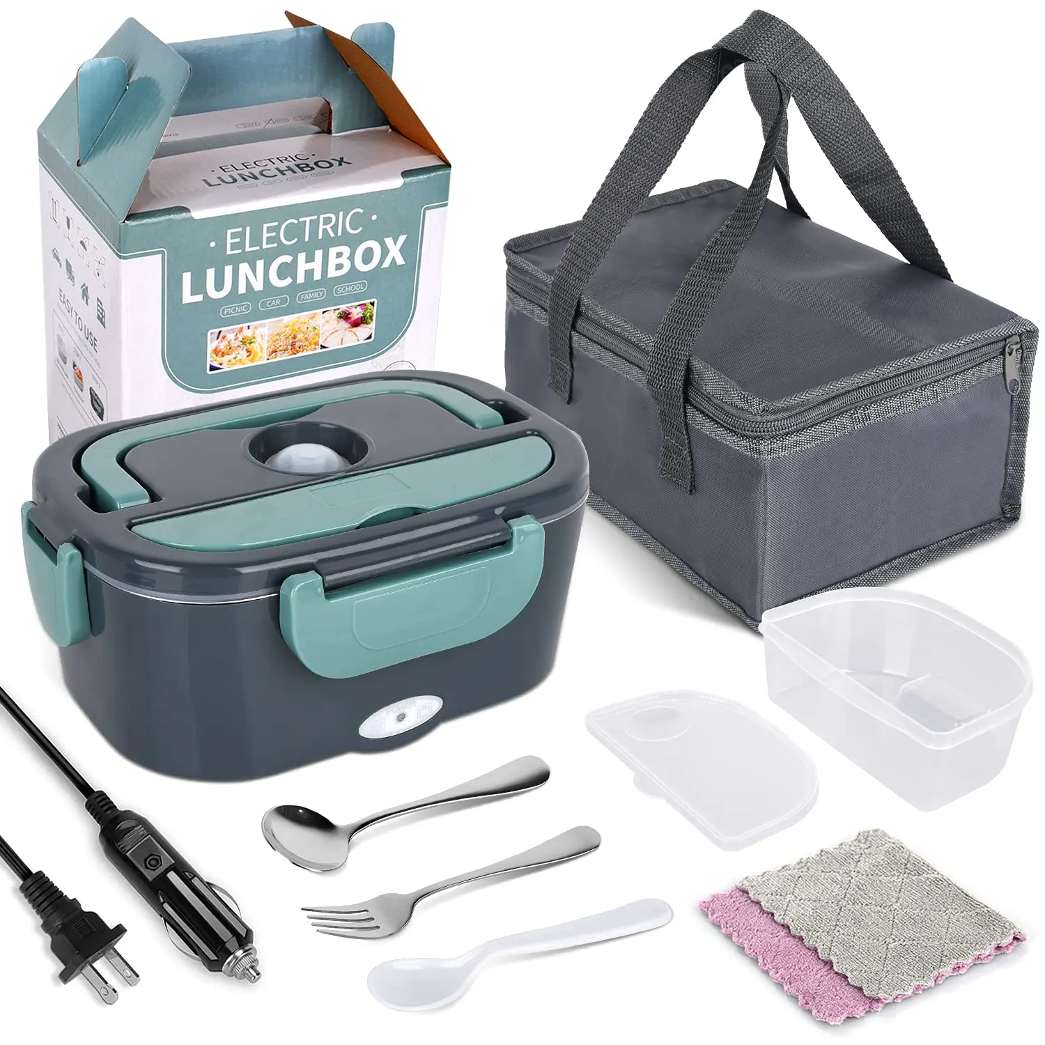 Car + Home 12v 220/110v Portable Stainless Steel Liner Bento