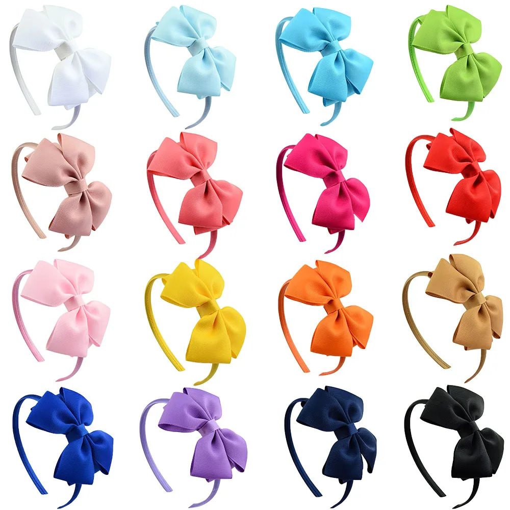 Enlarge 20PCS/Fashion Bow Headband Big Bow Ribbon Hair Hoop for Girls Toddlers Party Decor Cosplay Costume Headwear Makeup Handmade