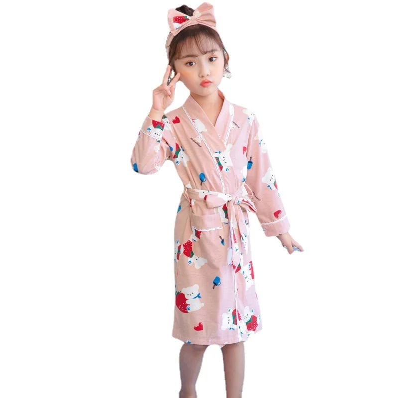 

Anime Peripherals Bathrobes Girls' Nightgowns Cute Thin Summer Xingdailu Children's Cotton Pajamas In The Big Children's Beach