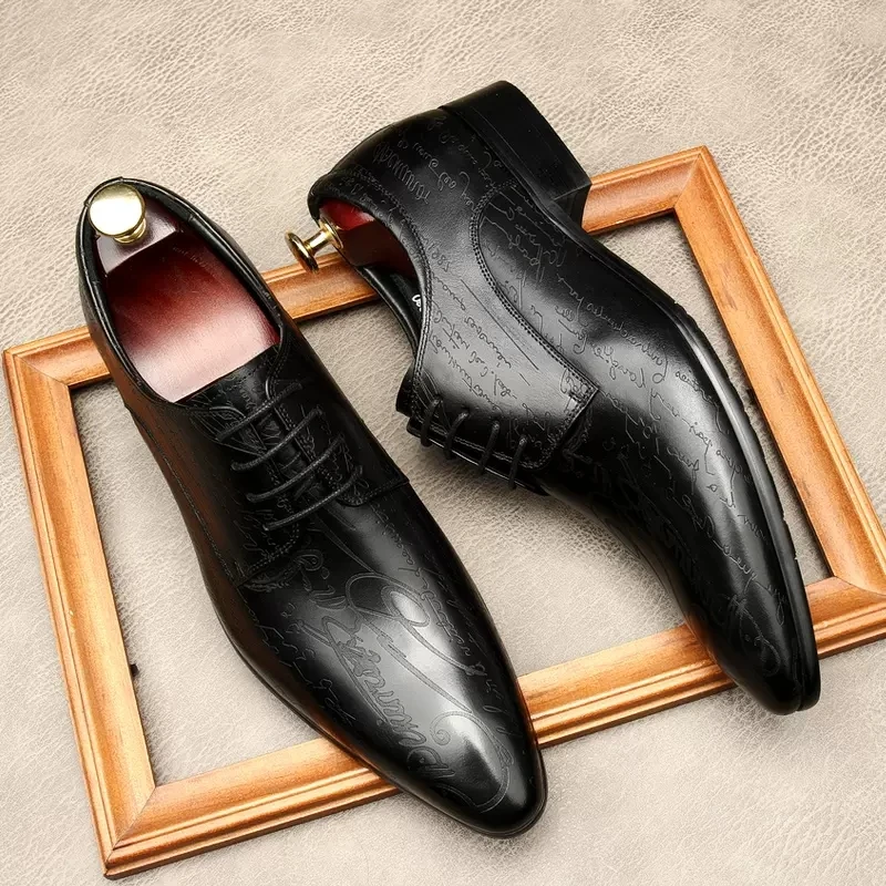 

Men Dress Shoes Genuine Cow Leather Brogue Wedding Shoes Mens Pointed Toe Flats Shoes Brown Burgundy Oxford Shoes For Men Spring