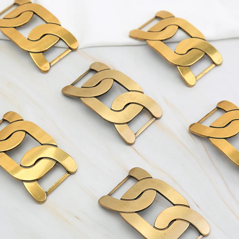 Loafer Bronze Hardware Buckle Accessories Shoe Flower Accessories Trend New Slippers Handmade DIY Women's Shoes Leather Buckle