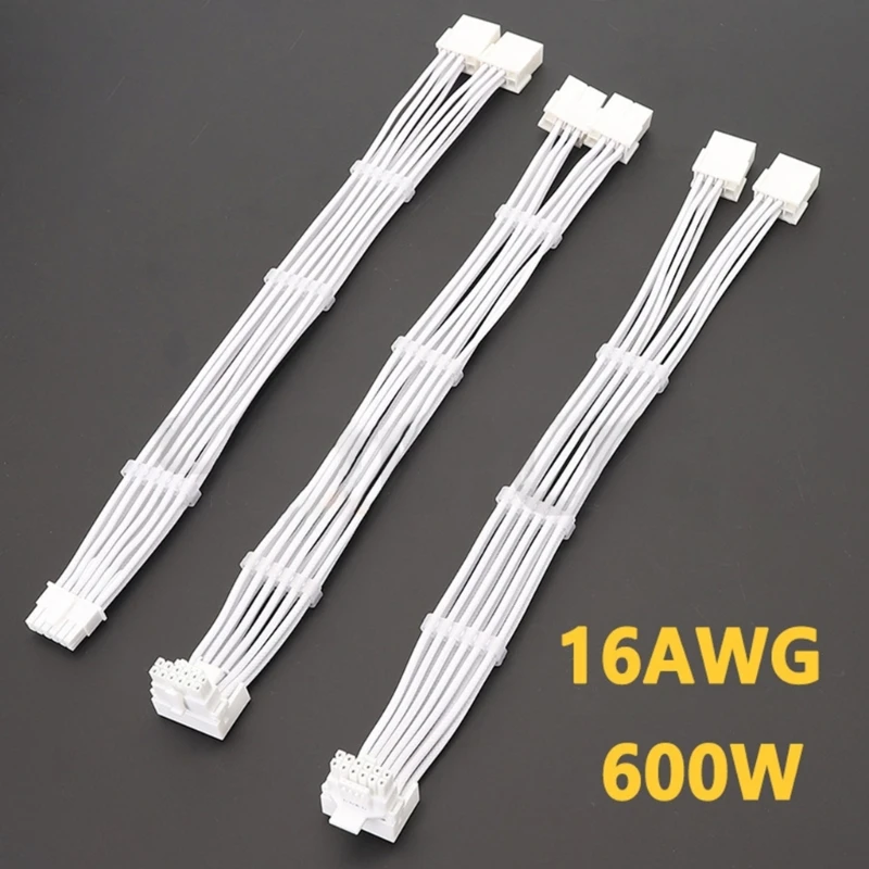 for RTX40 Series Graphics Card - 2x 8Pin Female to 12VHPWR PCIE 5.0 16Pin ATX3.0 600W Power Supply Cord 30CM 90 Degree