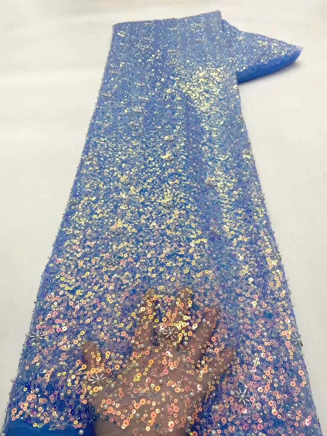 Лучшая цена нигерийская сетчатая кружевная ткань зеленые блестки кружевные