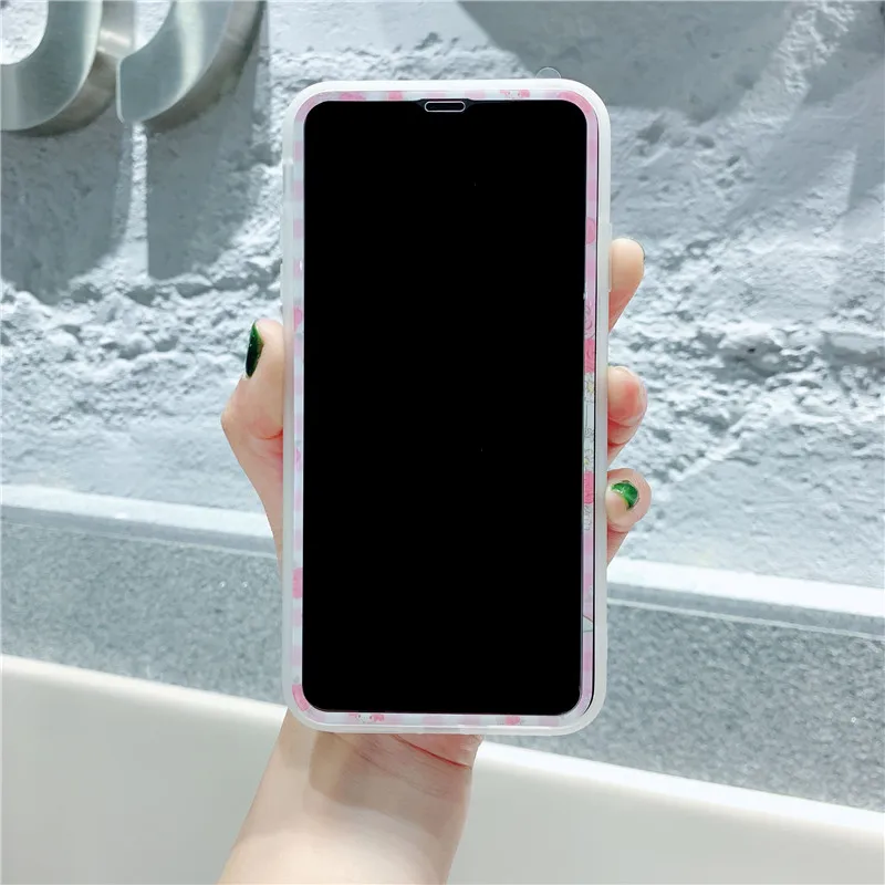 High Quality Protective Tempered Glass For iPhone X XR XS Max 11 Pro Max Cartoon Pattern Kitty Cat Screen Protector 3D Soft Edge