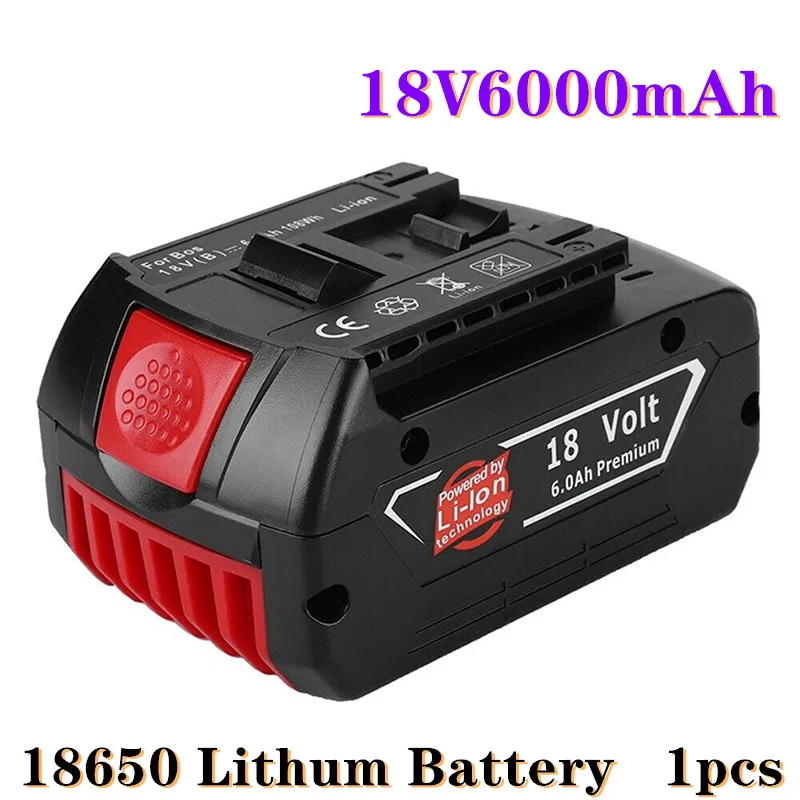 

18V Batterie 6,0 Ah für Bosch Bohrmaschine 18V Lithium-ionen-akku BAT609, BAT609G, BAT618, BAT618G, BAT614 + 1 Ladegerät