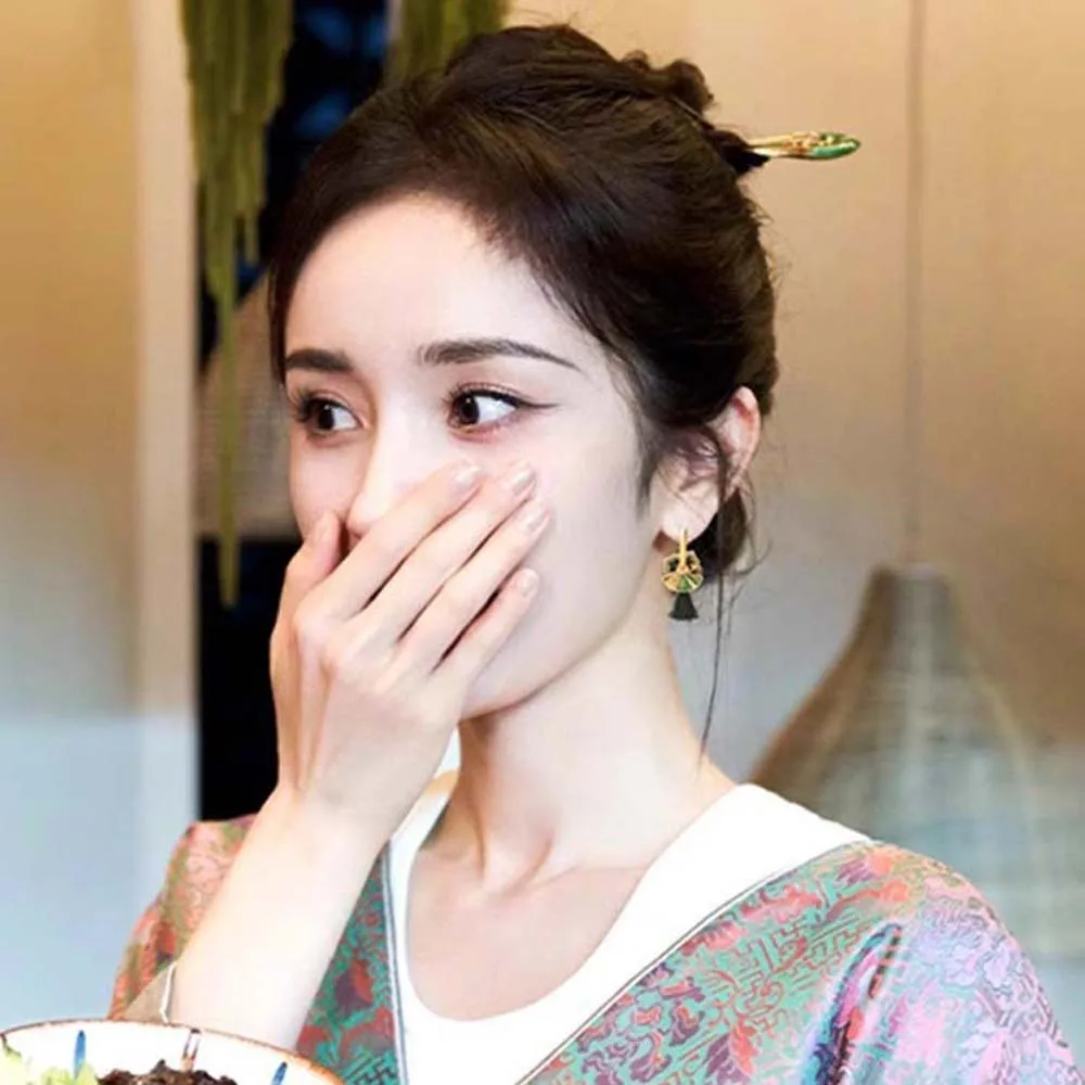 Эмалированные глянцевые серьги-подвески Hanfu с кисточками висячие серьги в