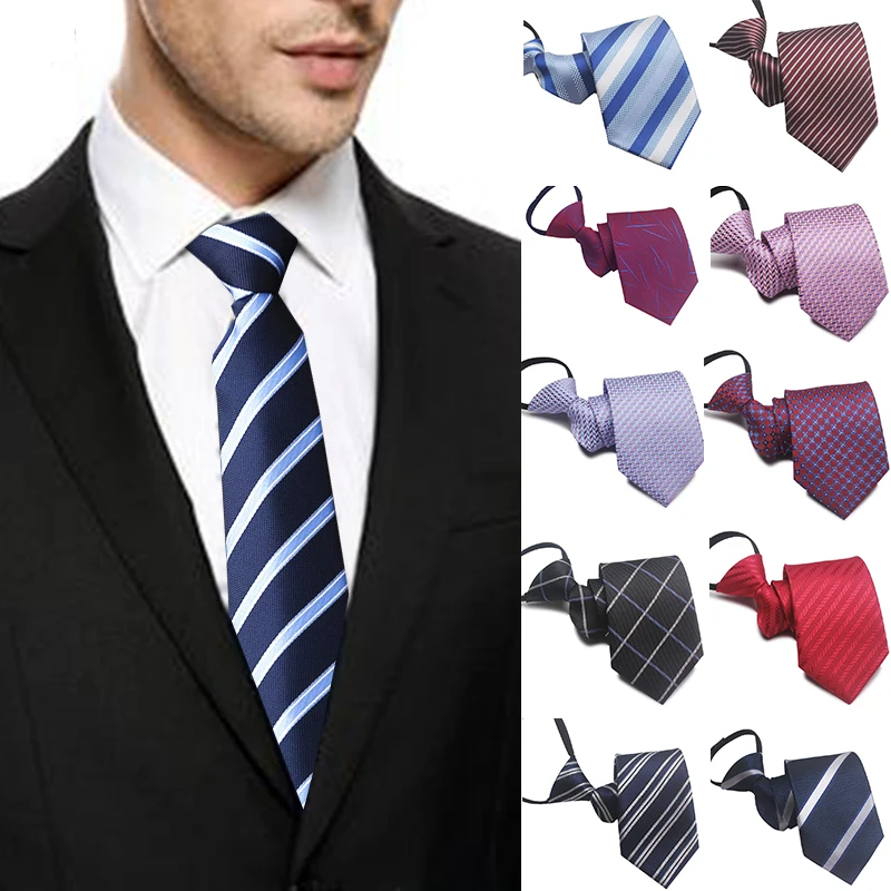 

8cm Men's Tie Jacquard Cravat Necktie Collar Accessories Lazy Zipper Wedding Groom Party Gift Classic Fashion Daily Wear