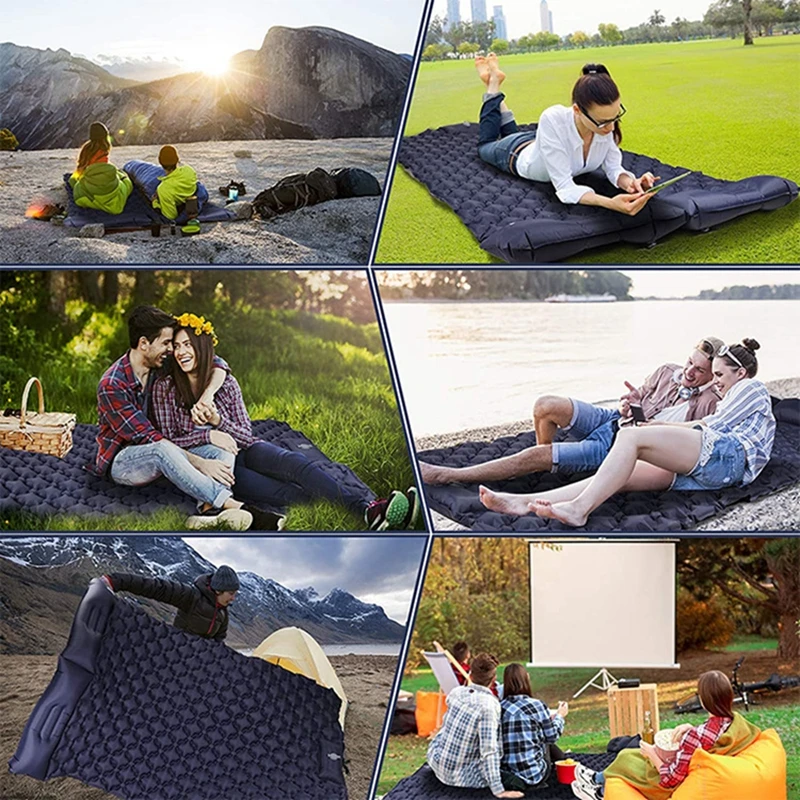 Inflatable Mattress Camping Travel Tent Mat Folding Camp Bed Sleeping Pad Self-inflating Mat Waterproof Beach Mat Picnic Blanket