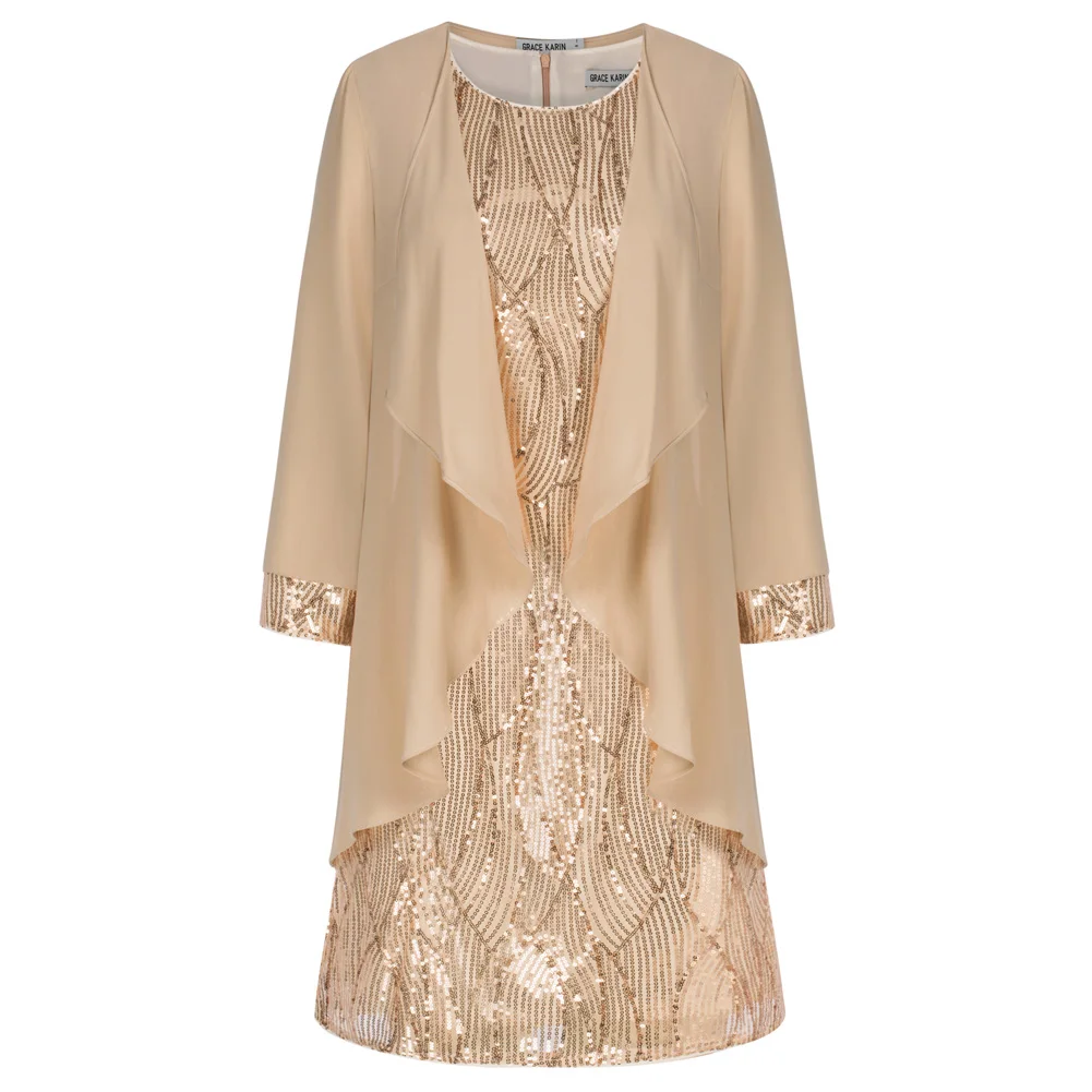 Женское вечернее платье с блестками GK винтажное без рукавов круглым вырезом и