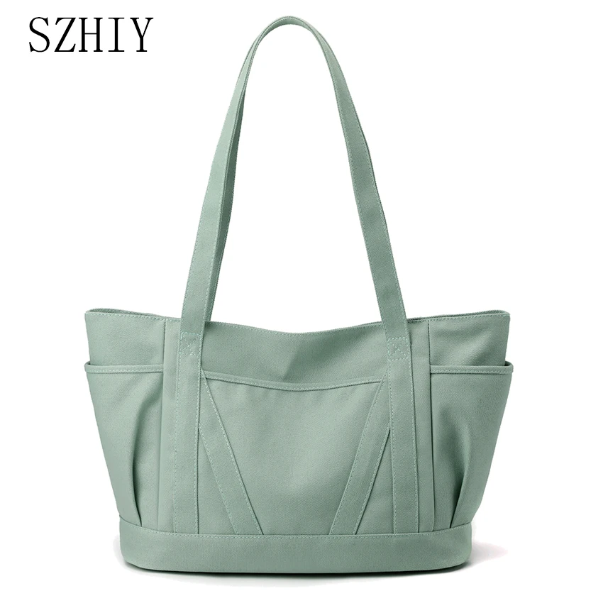 

Сумка из парусины с несколькими карманами, модная женская Сумка Bolso Grande, дорожная сумка для покупок, простые сумки на плечо для девочек