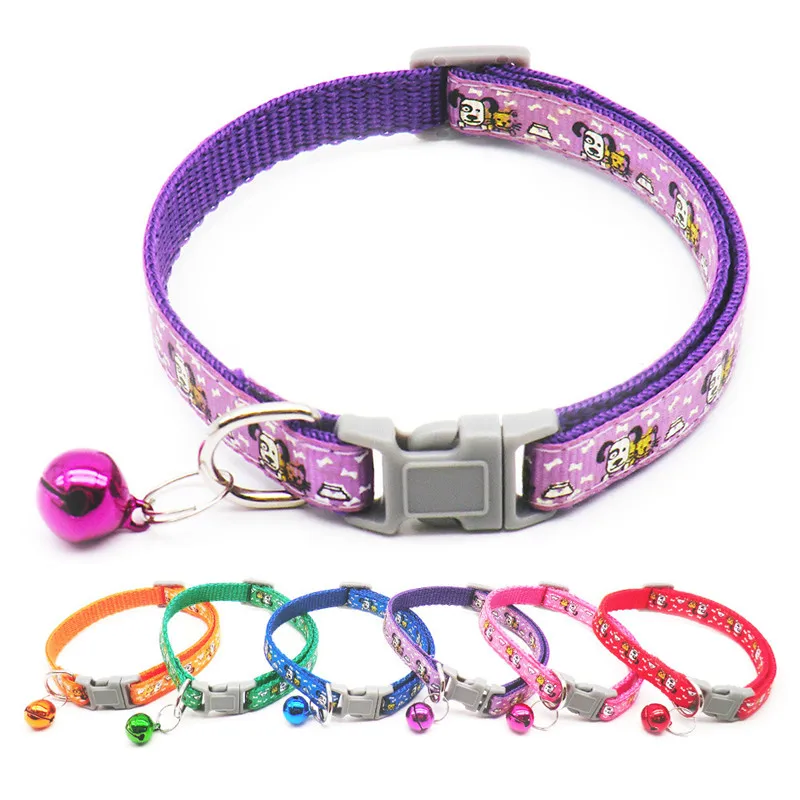 

Fashion cat Printing Pets Adjustable Strap Cat Collar With Bells Pet Necklace for Puppies Kittens Dog Identification Collars
