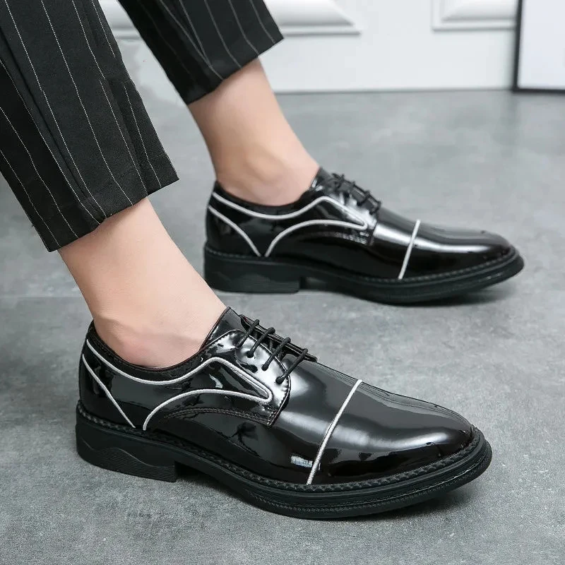 

Men's Fashion New Business Casual Formal Shoes Bright Face Pointed Small Leather Shoes Men's Leather Shoes Single Shoes