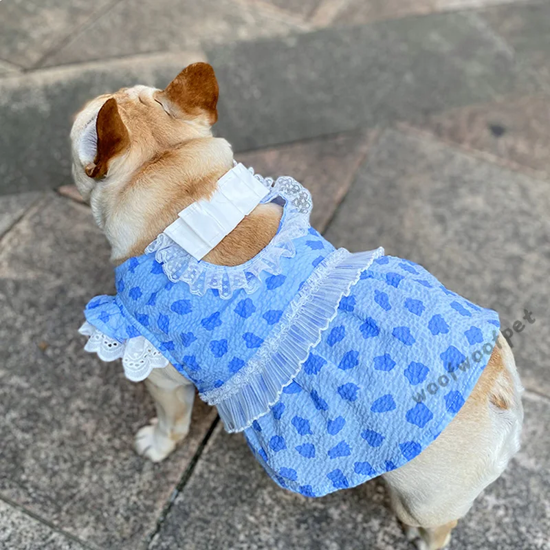 

2022 Summer Dog Clothes Puppy Dress French Bulldog Costume Pet Clothing Teddy Skirt Lace Corgi Poodle Pug Pomeranian Cat Dress