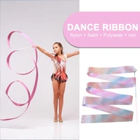 2m flashing glitter star gym ribbons dance rhythmic art gymnastics ballet streamer twirling rod rainbow stick training accessory