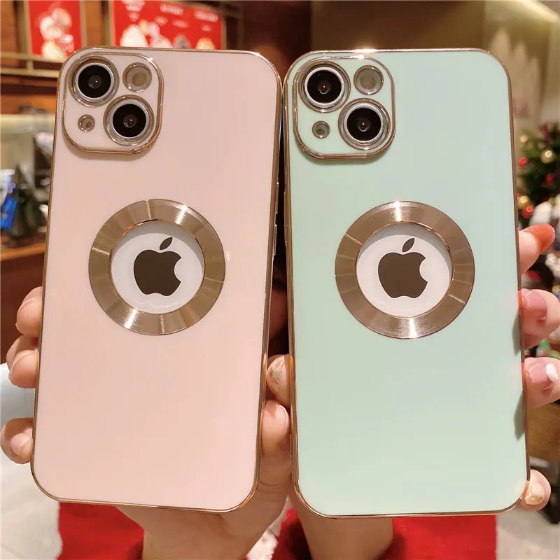 

For iPhone 13 Pro Max Soft Plating Shockproof Phone Case For iPhone 12 11 Pro Max 13 11 X Solid Color Silicone Bumper Back Cover