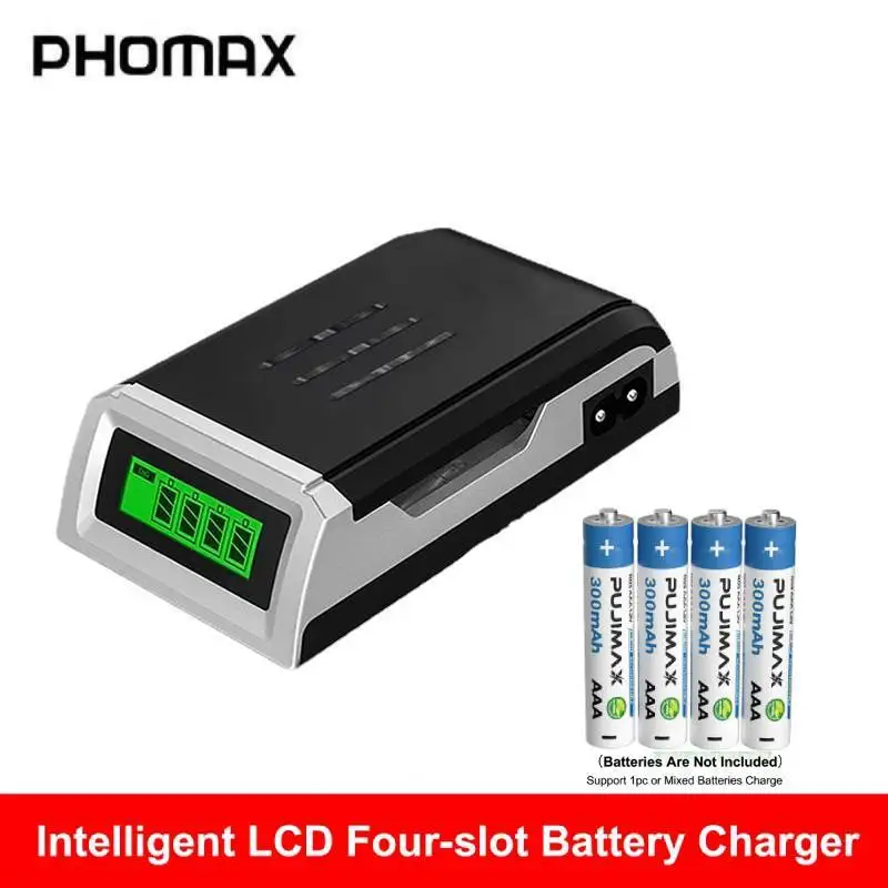 

PHOMAX LCD Household Display With 4Slots Smart Intelligent Battery Charger For AA/AAA Ni-Cd Ni-Mh Rechargeable Batteries Charger