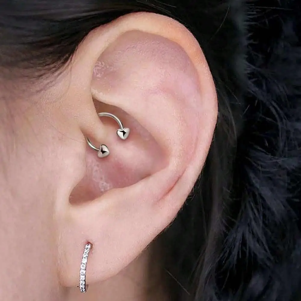 Фото 4pcs/Set 16G нержавеющей стали тело пирсинг кольца подковки нос губы уши обручки с шаром конус звезда сердце шармы для женщин №4