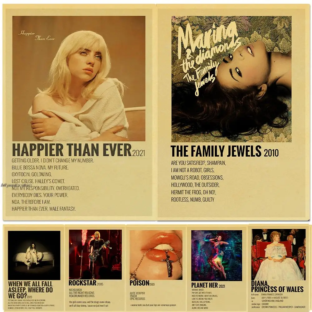 Винтажный постер музыкальной группы певицы крафт-бумага Ретро музыкальный