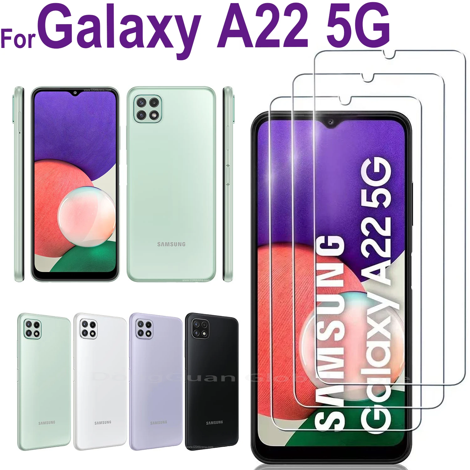 Фото Новинка 2026 года: Защитное стекло для Samsung Galaxy A22 5G (1/2/3/4 шт.) №1