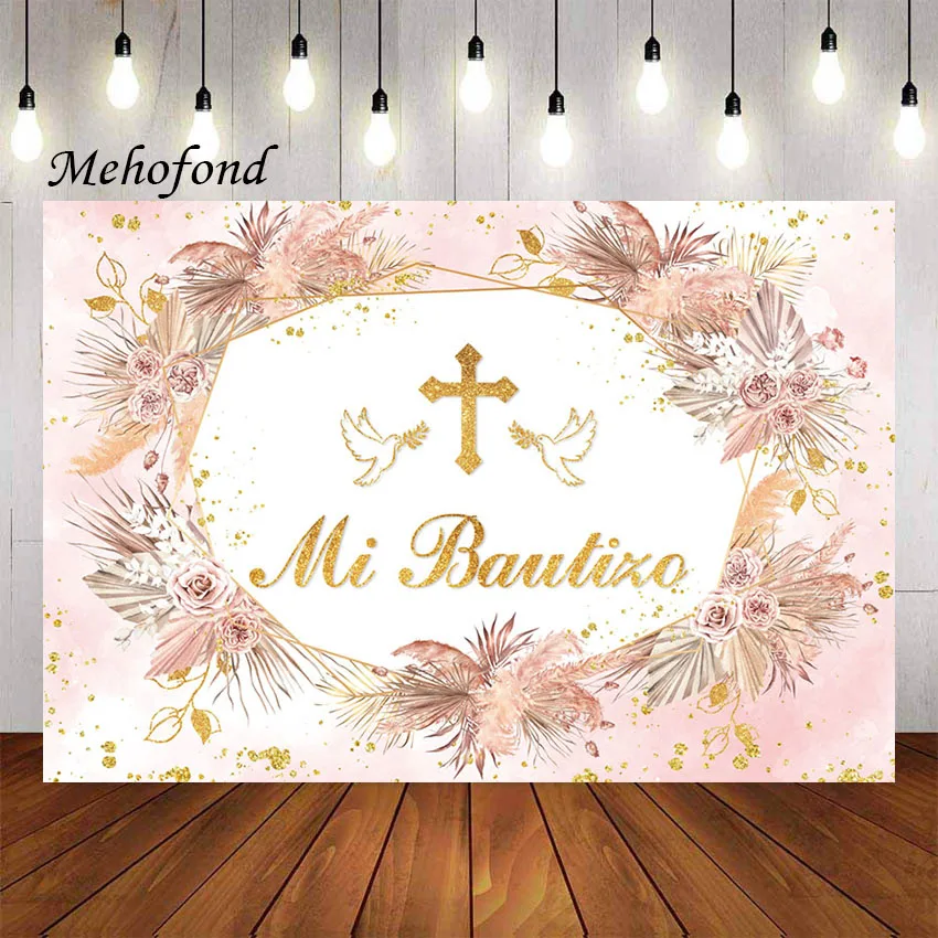 

Фон для фотосъемки Mehofond розовые Бохо Ми пампасы трава крестин Бог благословит mi Bautizo Фотостудия