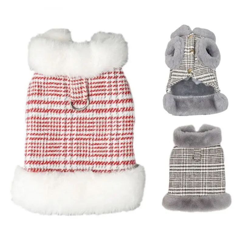 

Зимние пуховики для собак, утолщенная теплая одежда для собак, меховой ошейник для маленьких и средних собак, куртка, одежда для йорков, чихуахуа