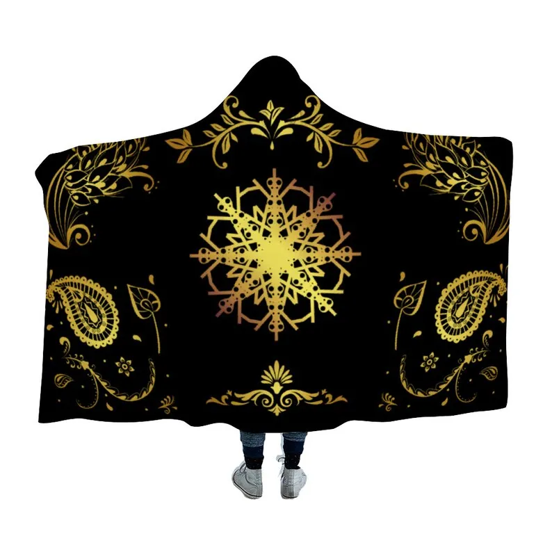 

Gold Filigree Hoodie Blanket