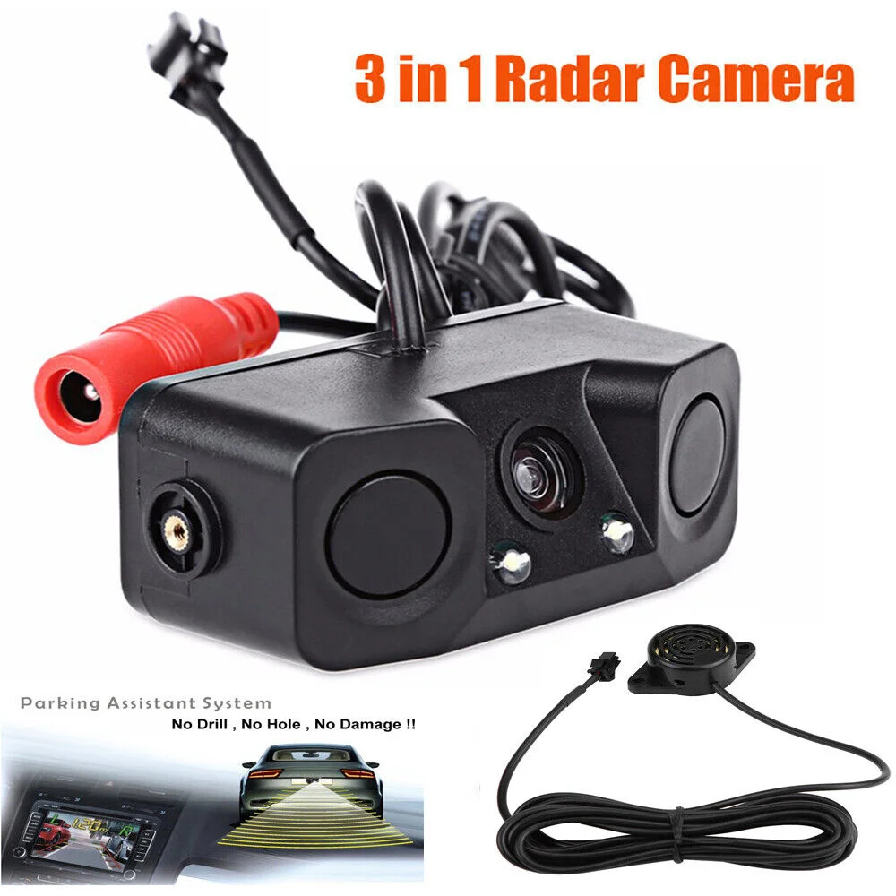 

3 In 1 Radar Parking Sensor Kit Visible Parktronic LED Display System Backup Monitor Reversing Camera Alarm Reversing Radar