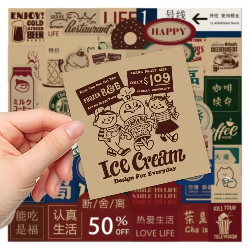 

Retro Stickers Waterproof Graffiti Stickers DIY Glass Water Cup Skateboard Phone Case Luggage Decorative Sticker Decals Stickers