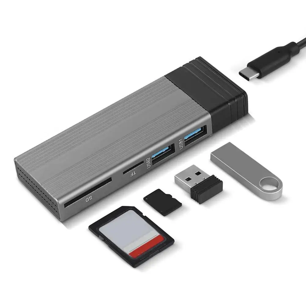 

5-in-1 USB C HUB With Disk Storage For M.2 NVMe SATA NGFF SSD Type C HUB Dock Station NVME/SATA Hard Drive Case SD/TF TYPE C