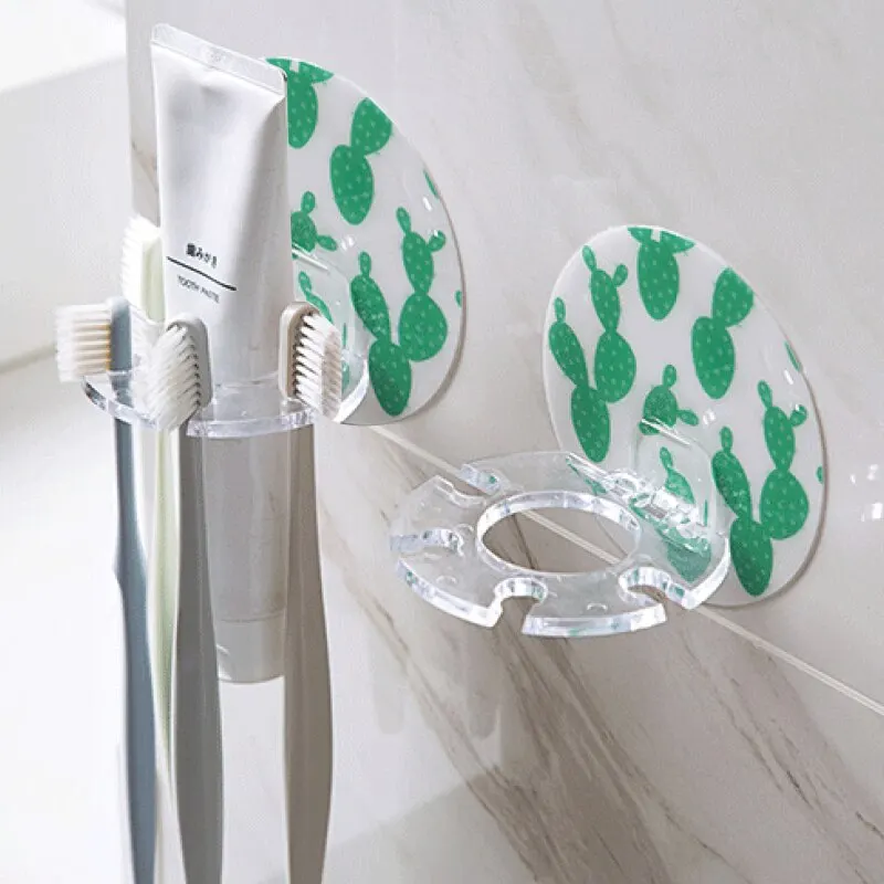 

Toothbrush Holder Bathroom Creative Wall Mounted Multipurpose Storage Rack Home Punch Free Toothpaste Razor Holder Kitchen Hook