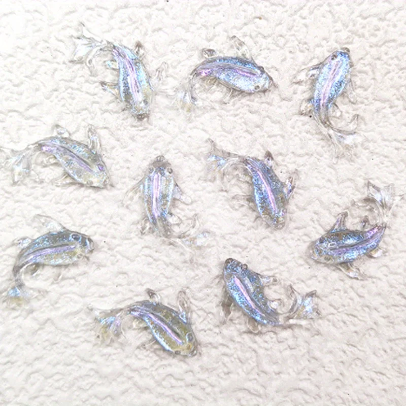 100 шт. милые миниатюрные фигурки золотых рыбок из смолы поделки с плоским