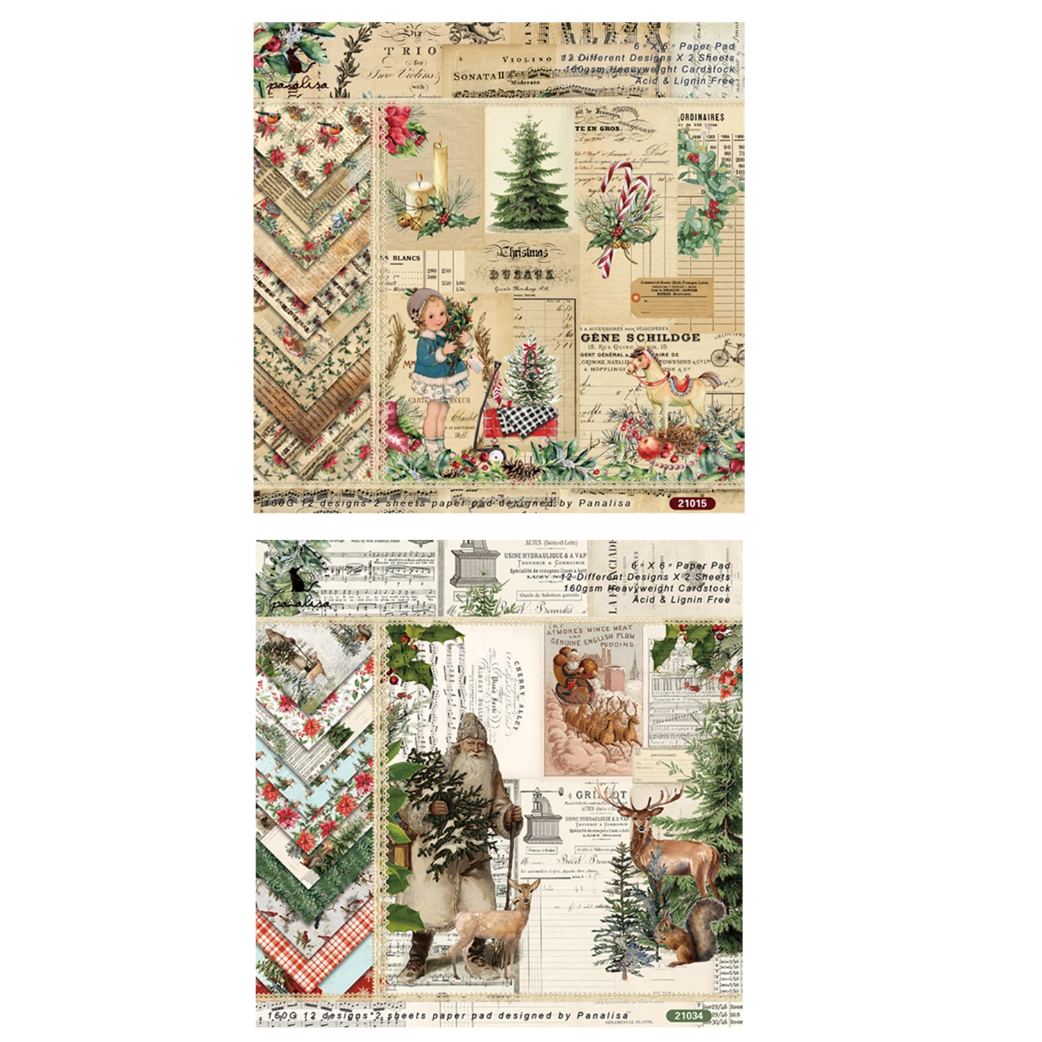 

24 Sheets Vintage Christmas Pack Pattern Creative Scrapbooking Background Paper Pads Junk Journal Paper Packs Art Handmade Craft