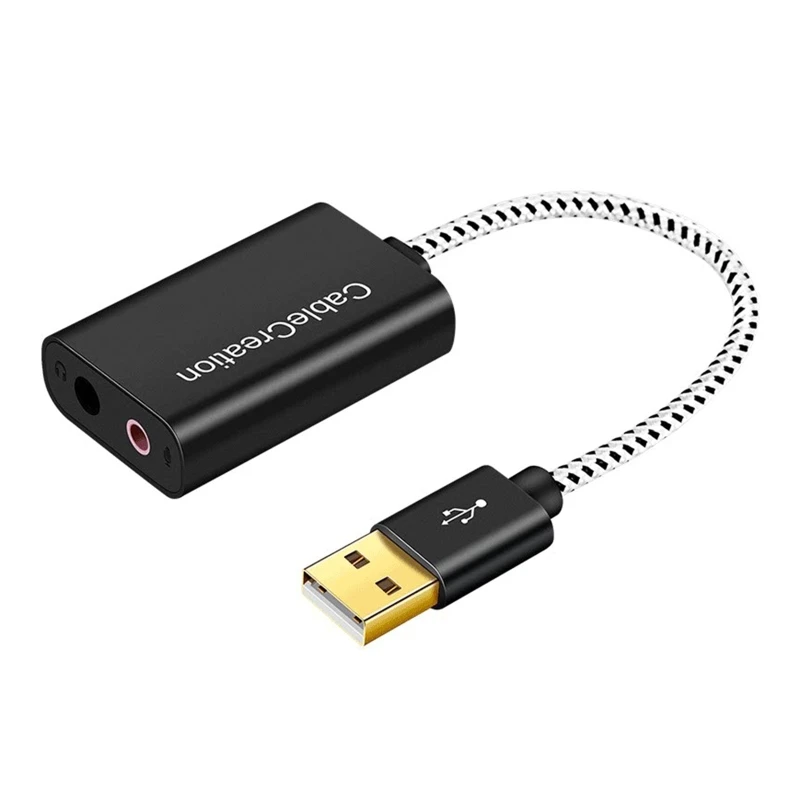 

Внешняя стереозвуковая карта с интерфейсом 3,5 мм, USB-адаптер для ПК, Windows, Прямая поставка