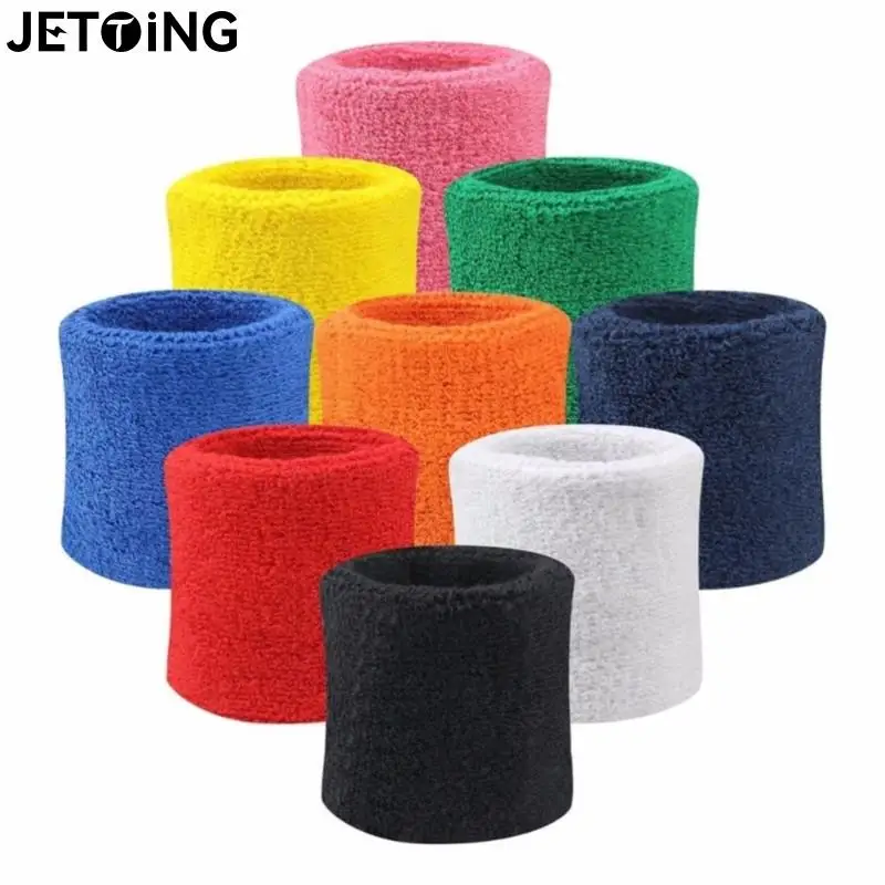 

2pcs Colorful Cotton Unisex Sport Sweatband Wristband Wrist Protector Gym Running Sport Safety Wrist Support Brace Wrap Bandage