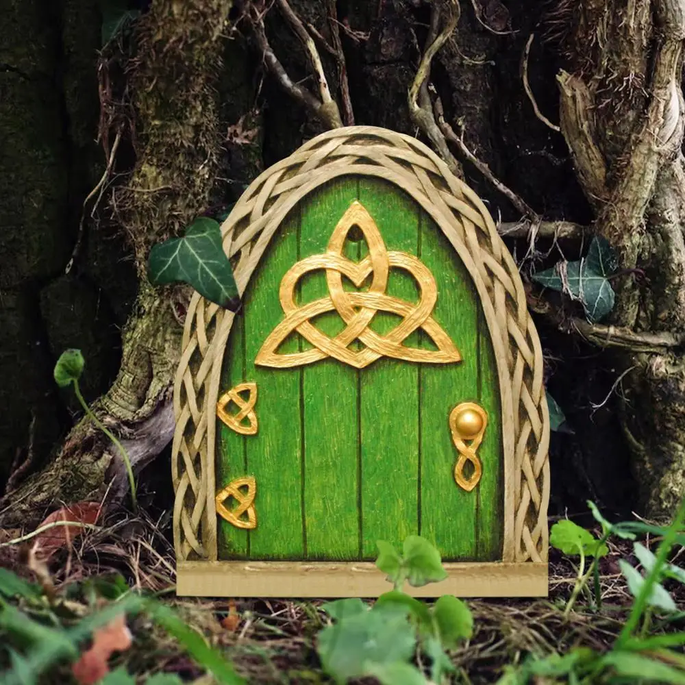 

Miniature Fairy Elf Wood Door Fairy Window Door Elf Home Creative Yard Art Sculpture Realistic Shape Garden Outdoor Craft Decor