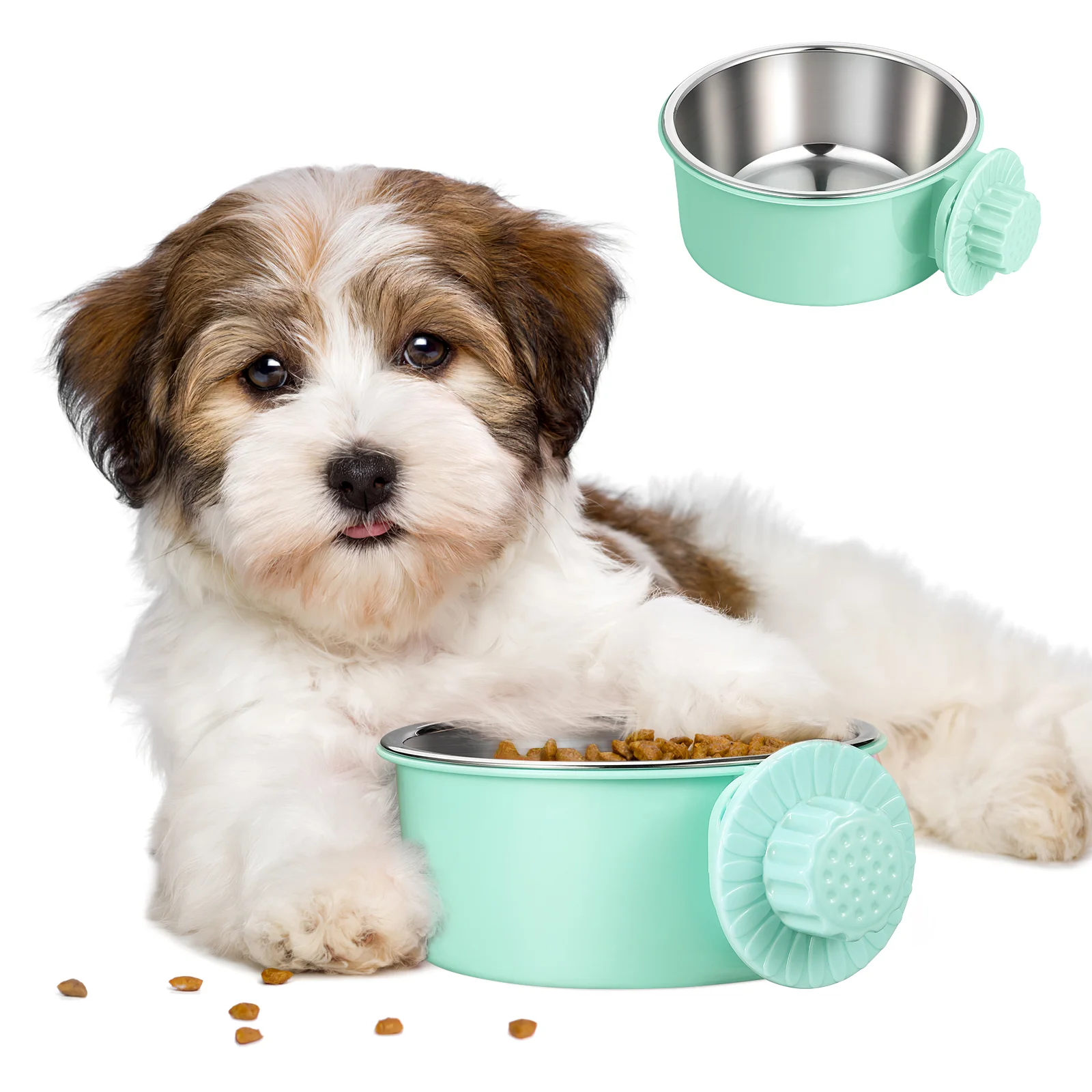 

Bowl Dog Water Crate Hanging Portable Cat Pet Bowls Spill Metal Travel Container Stainless Steel