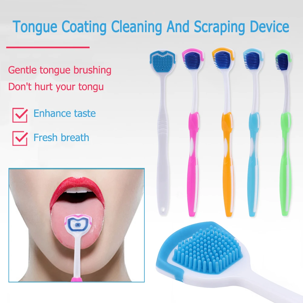 

10pcs Soft Silicone Tongue Brush Tongue Coating Scraper Oral Cleaning Brushes Cleaner Fresh Breath Health Care Tools