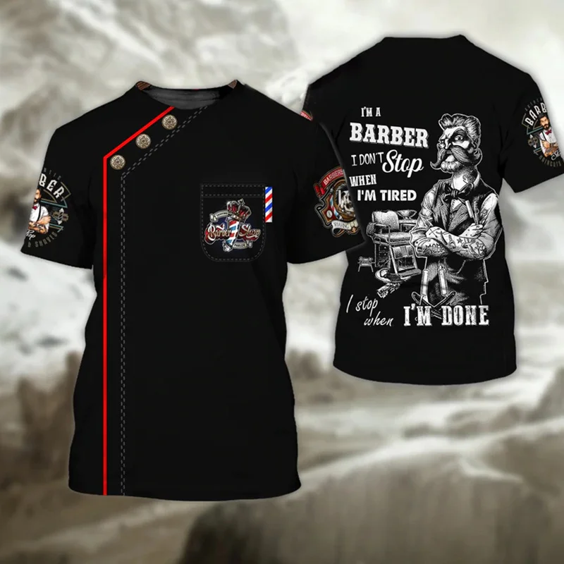 Фото Barber Uniform Fake Suit Graphic T Shirt for Men Tops Tee Shirts Harajuku Fashion 3D Haircut Tool Printed T-shirt Women Clothing №4
