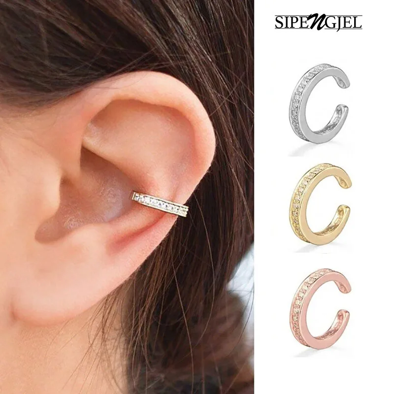 SIPENGJEL Korea Circle Ear Cuffs Ear Clip Earrings For Women Fake Piercing Ear Cuff Earrings Accessories Set Trend Jewelry