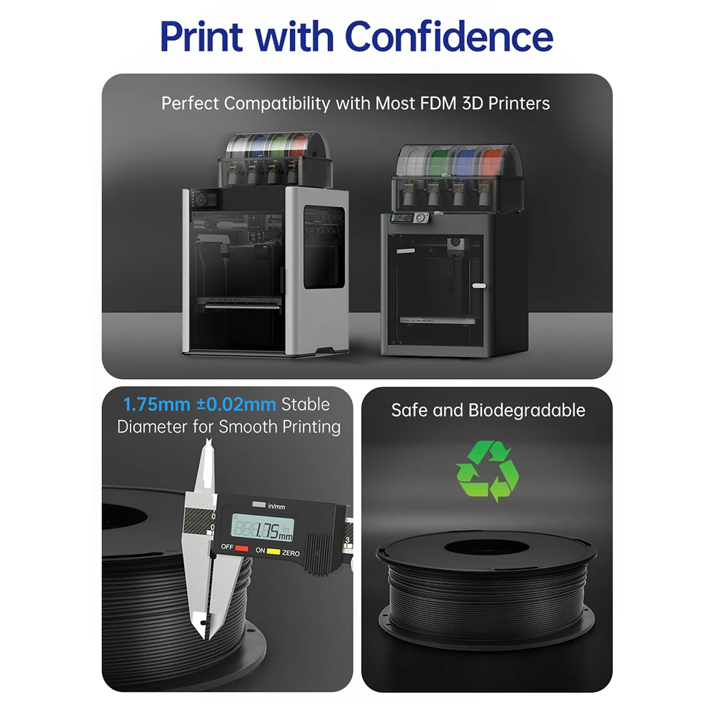 Фото BIQU PA-CarbonCore25 PA-CF нейлоновая 3D-нить 1,75 мм 1 кг 15-25% углеродного волокна, двухслойная, неабразивная, для 3D-принтеров AMS FDM №5