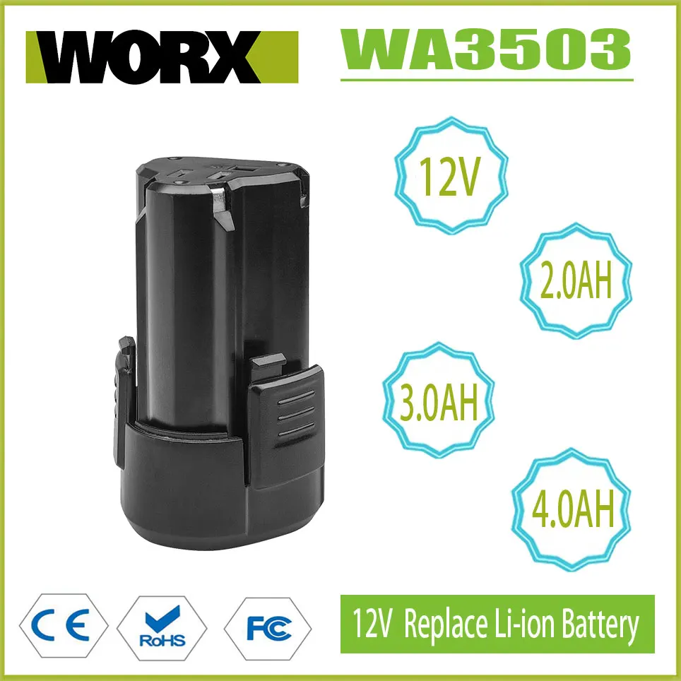 

Worx 12V battery 2.0AH 3.0AH 4.0AH lithium battery pack WA3506 WU130 WU131 WU132 electric drill screwdriver original replacement