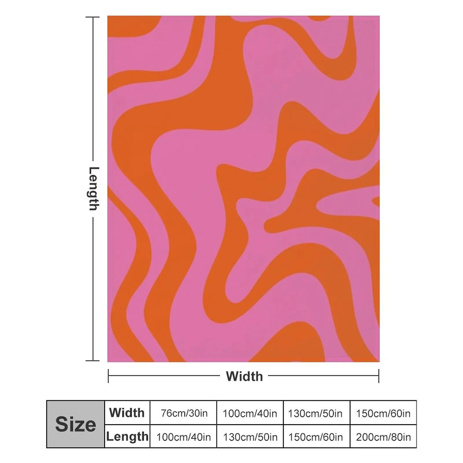 Одеяло в стиле ретро с жидким вихревым абстрактным узором ярко-розовое и
