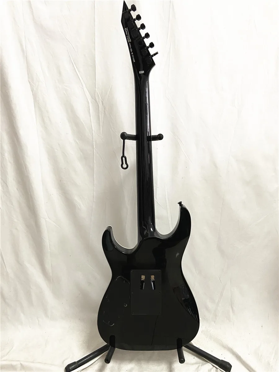 Высокое качество, пользовательское издание, Прозрачная Черная фотоэлектрическая гитара, водно-гофрированный шпон, роза, деревянный фингерборд