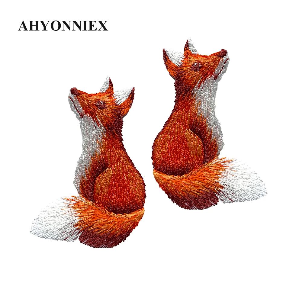 

Патчи AHYONNIEX с вышивкой утюгом, аппликация «сделай сам» для одежды, нашивки с рисунком лисы