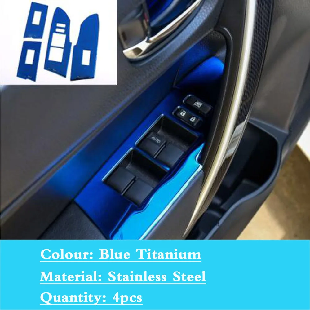 

Наклейки из нержавеющей стали на дверь, подлокотник, панель, крышка окна, стекло, переключатель подъема, для Toyota Corolla Altis 2014 2015-2019